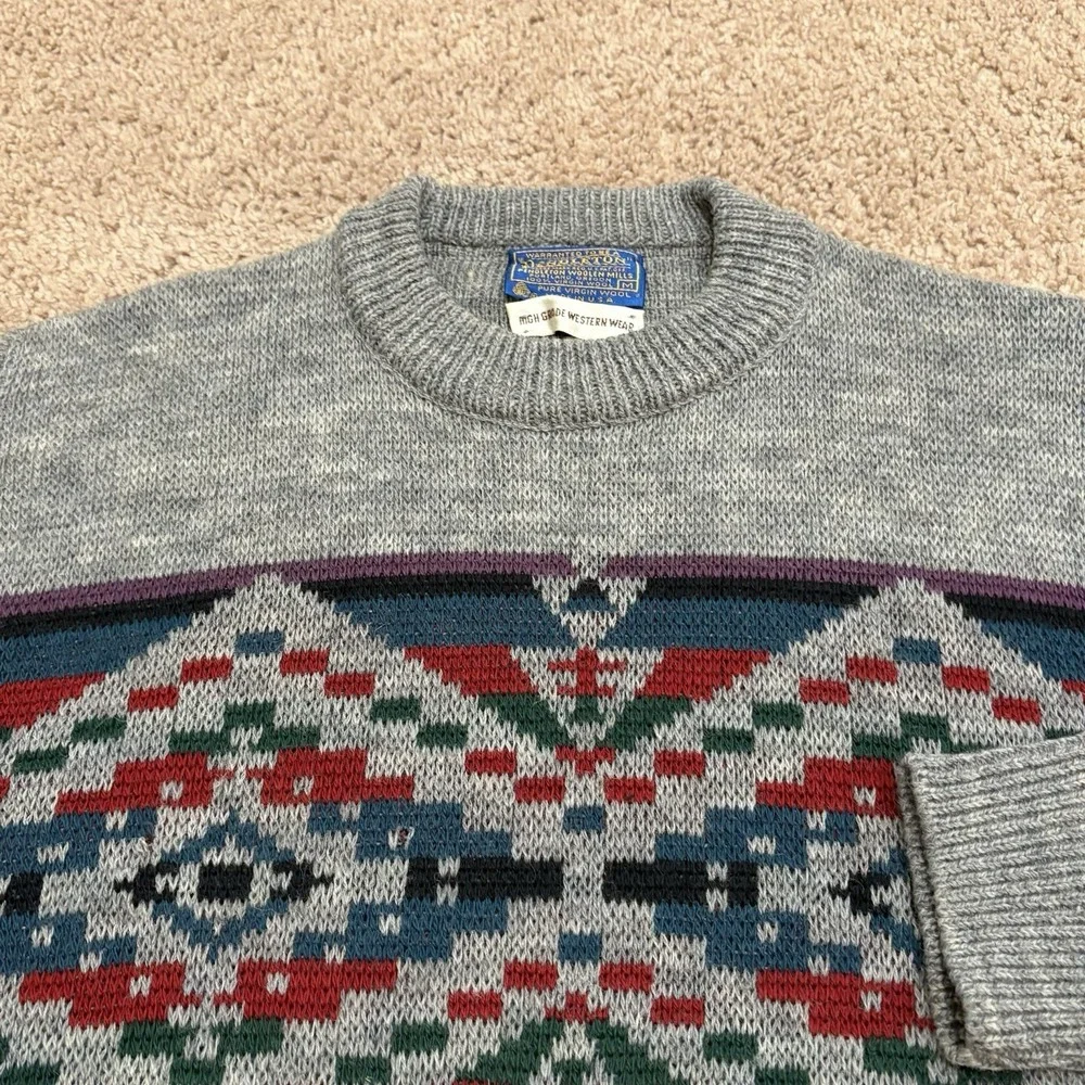 Vtg Pendleton High Grade Western Wear Wool Sweater Mens Medium Southwest Aztec